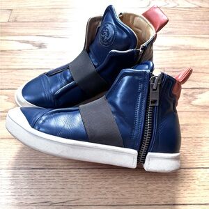 Diesel Navy and White High-Top Sneakers